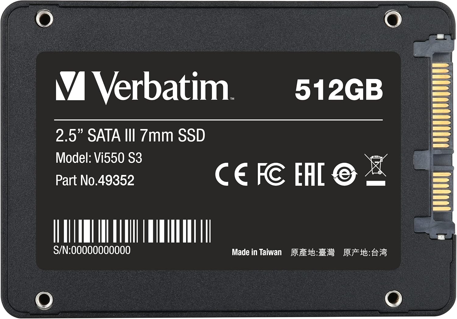 Verbatim 2.5 Inch Internal SATA III SSD 512GB