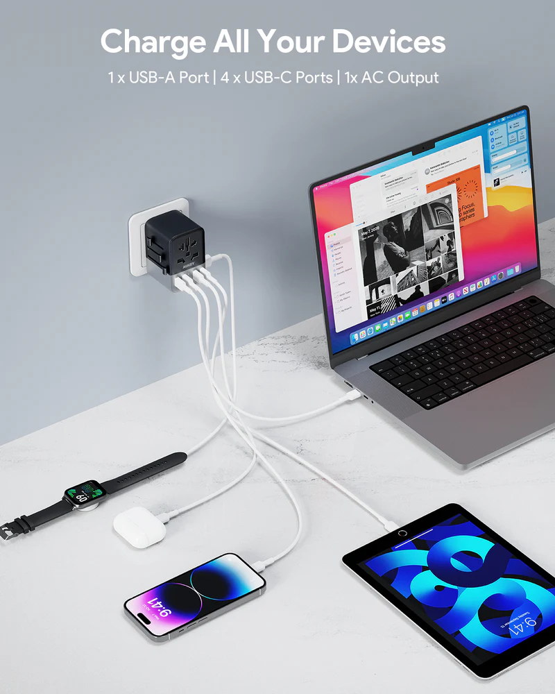  AUKEY Travel Mate 65W GaN Universal Adapter with USB Ports