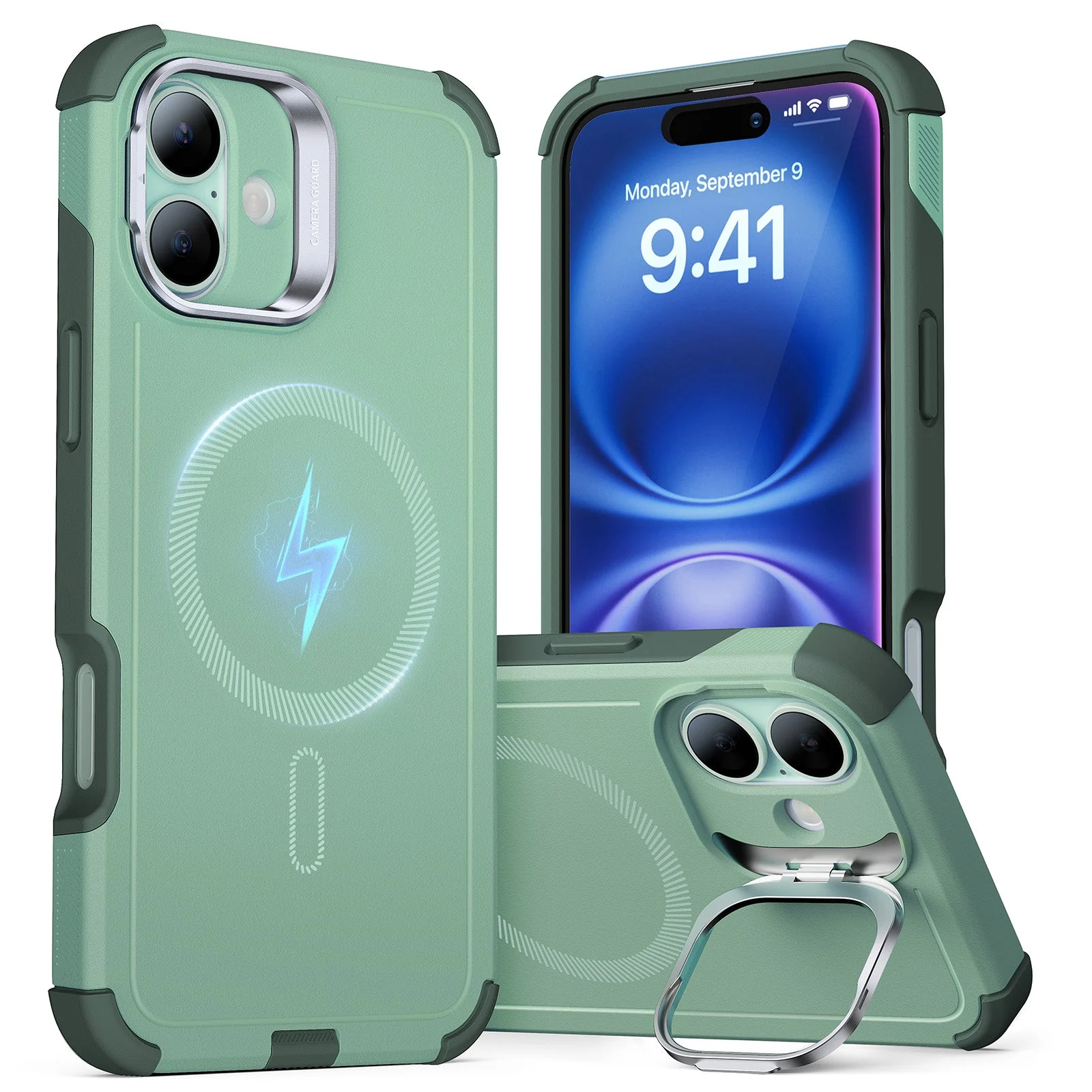 iPhone 16 Cyber Tough Case with Stash Stand (HaloLock)