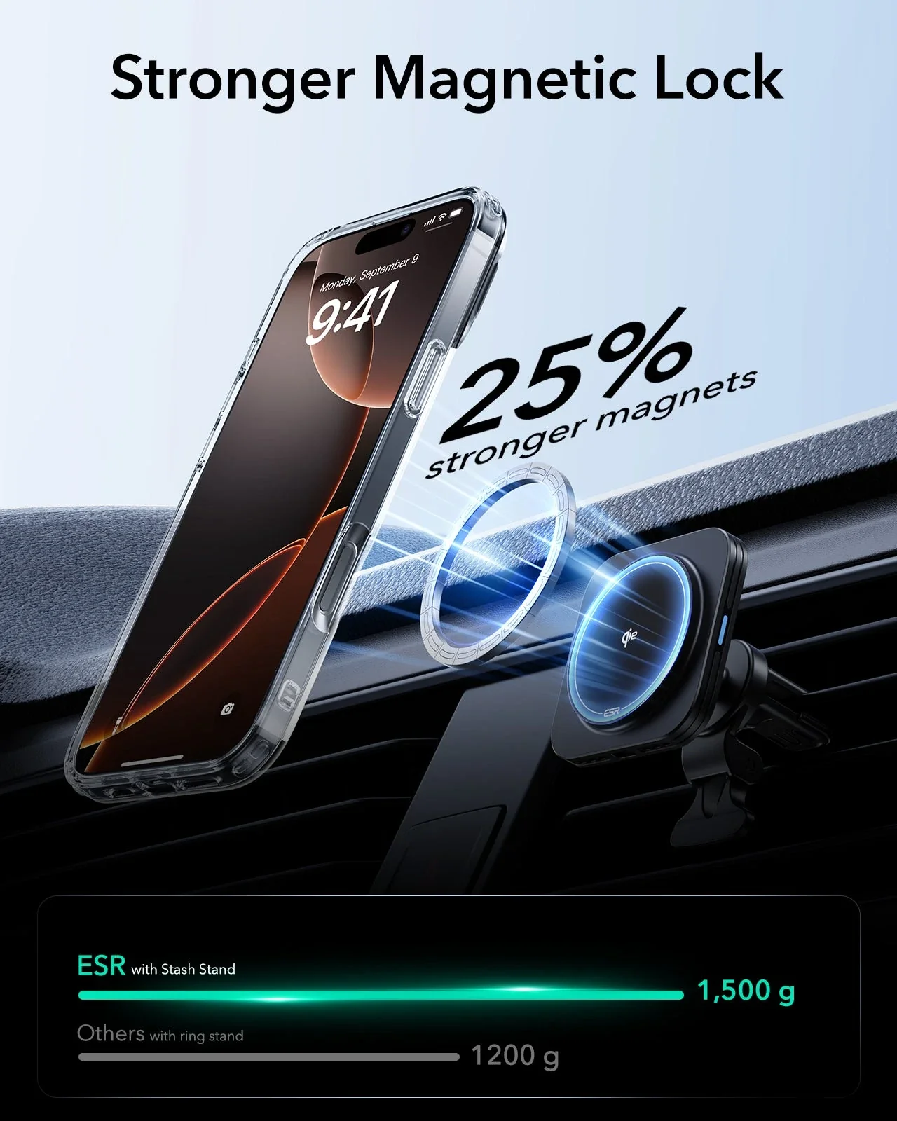  iPhone 16 Series Classic Hybrid Case with Stash Stand (HaloLock) - Clear/Black