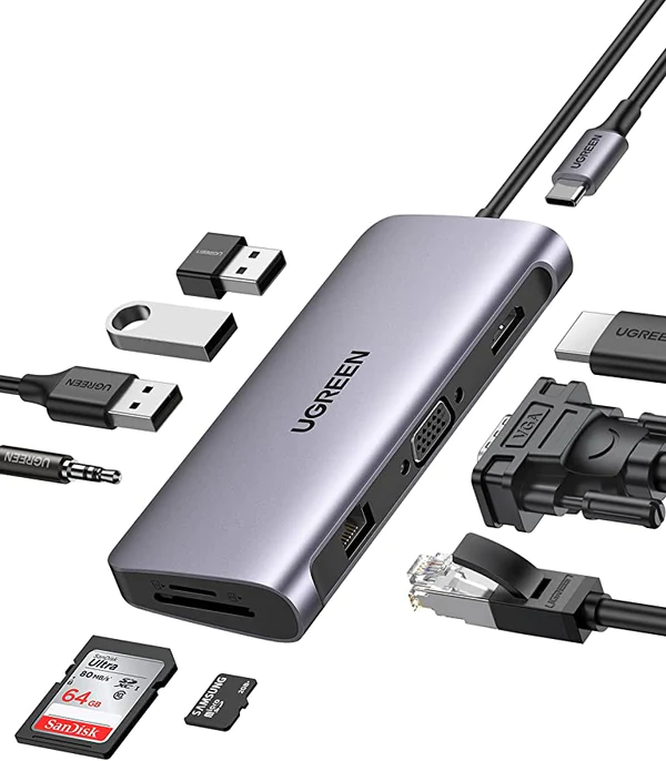  UGREEN 10-in-1 USB C Hub HDMI-VGA 1Gbps